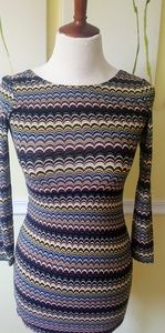 Girls 70's style patterned dress